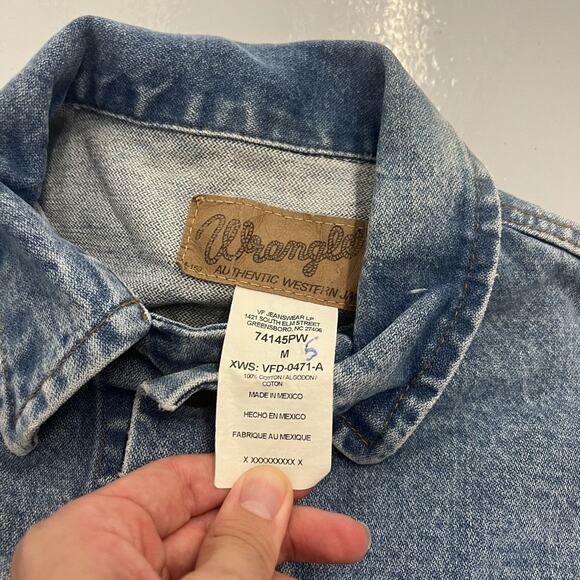 Vintage Y2k Wrangler Blue Western Denim Cut Off Jean Vest - Picture 5 of 5